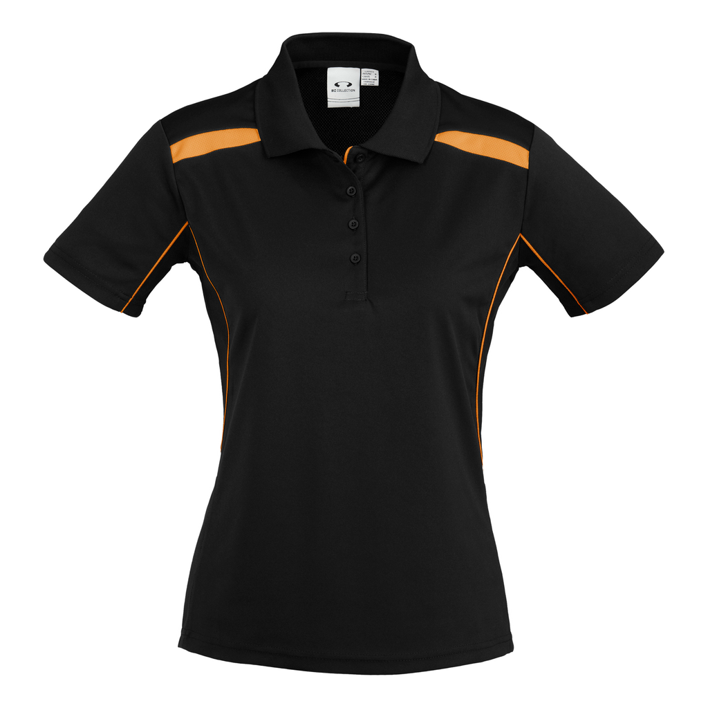Womens United Polo, Colour: Black/Orange