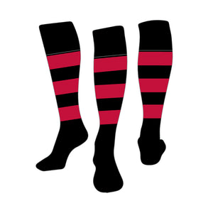 Black and Red Hooped Rugby Socks