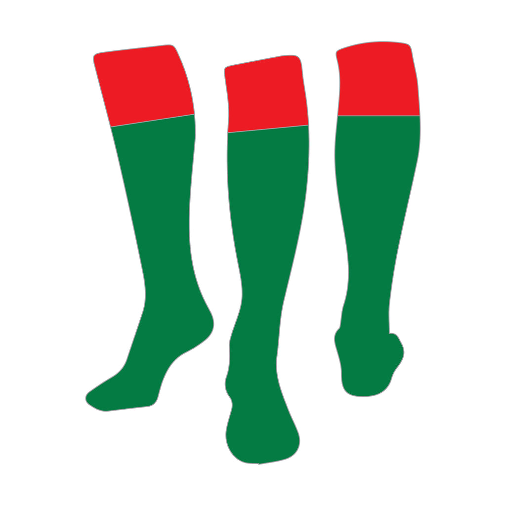 Emerald Green/Red Rugby Socks - LIMITED STOCK
