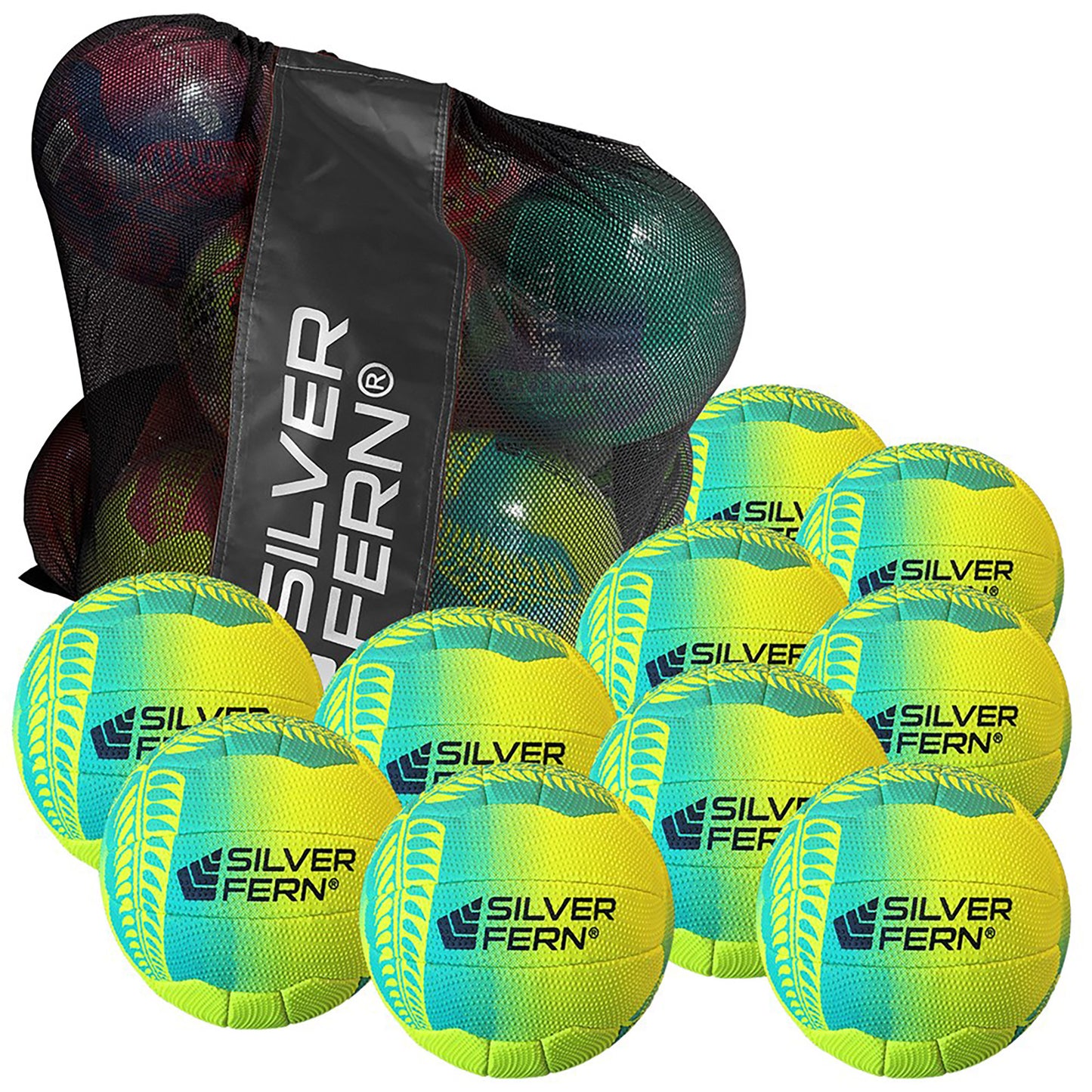 Falcon Netball - 10 Pack, Colour: Green with Blue