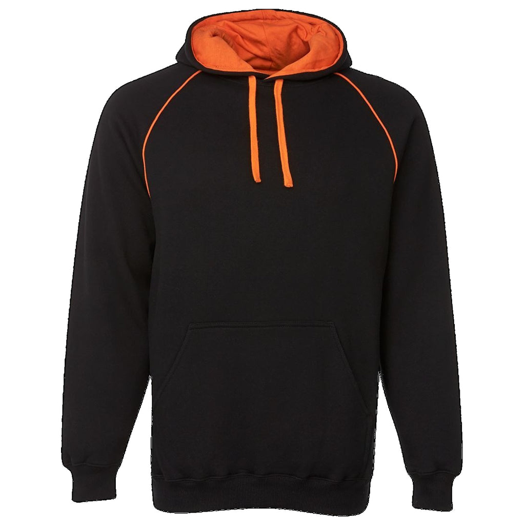 JBs Adult Contrast Fleecy Hoodie, Colour: Black/Orange