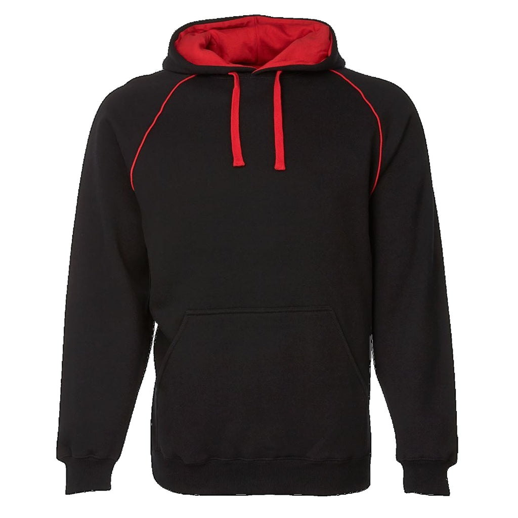 JBs Adult Contrast Fleecy Hoodie, Colour: Black/Red
