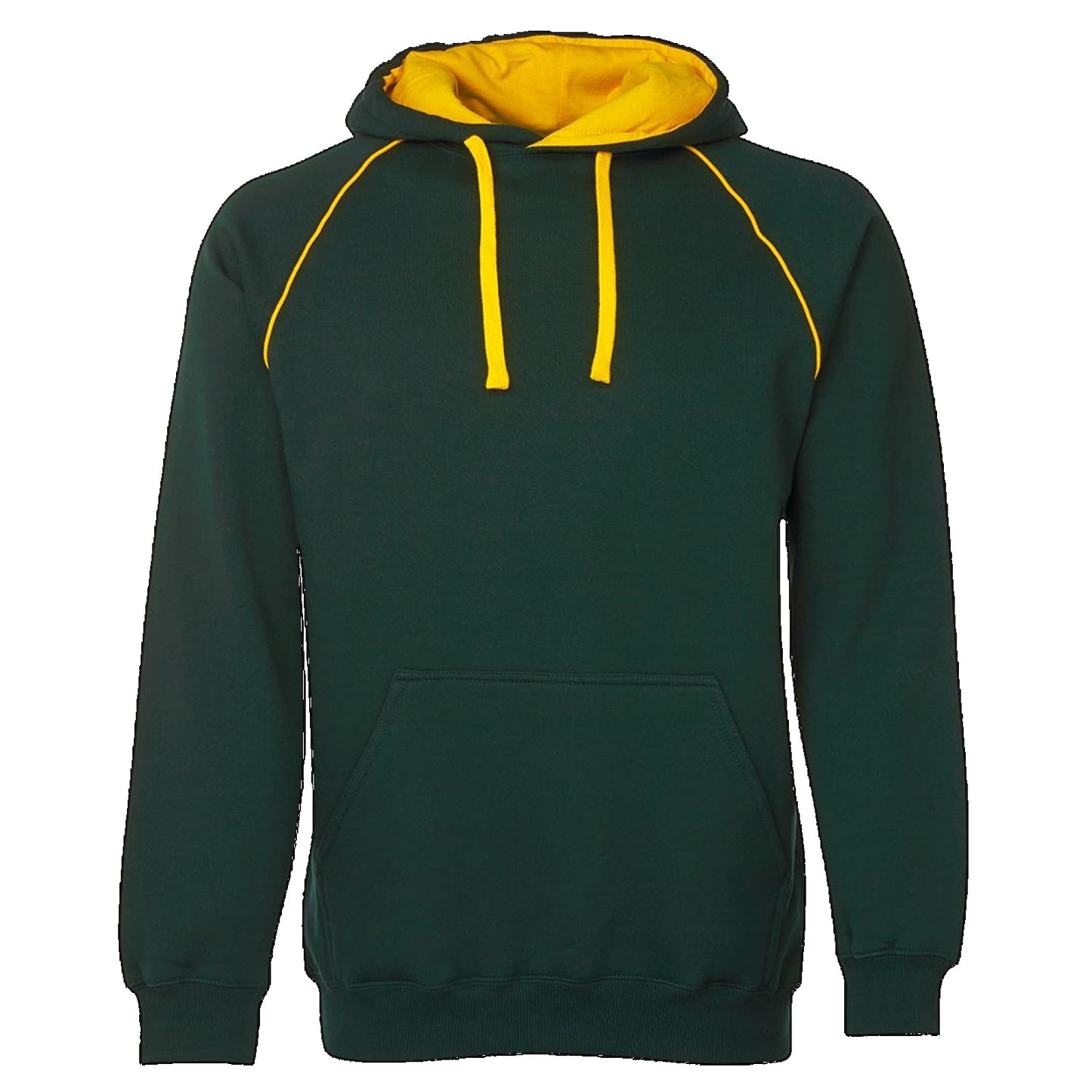 JBs Adult Contrast Fleecy Hoodie, Colour: Bottle/Gold