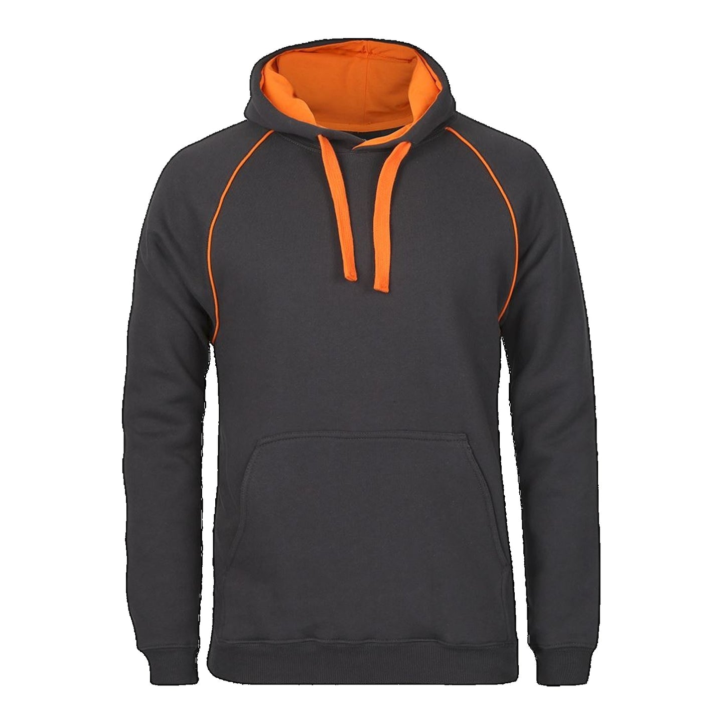 JBs Adult Contrast Fleecy Hoodie, Colour: Gunmetal/Orange