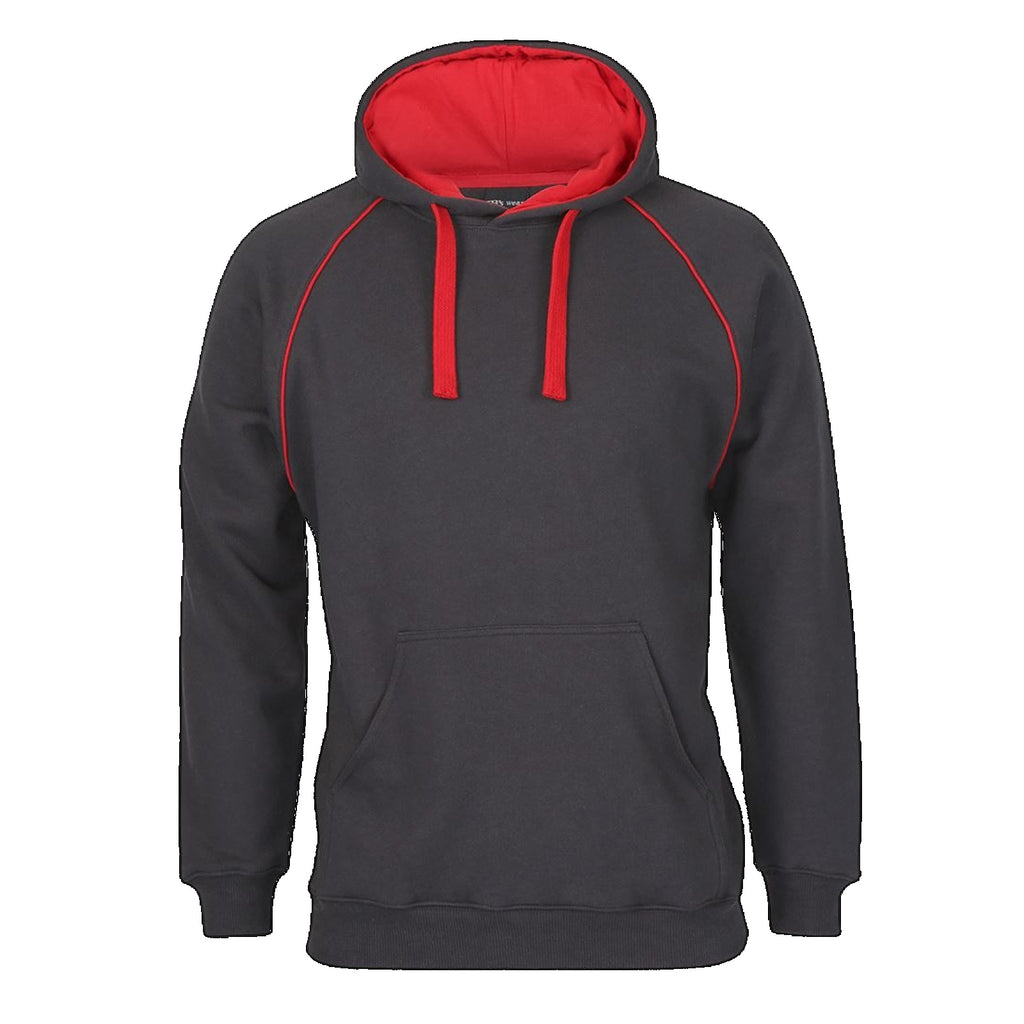 JBs Adult Contrast Fleecy Hoodie, Colour: Gunmetal/Red