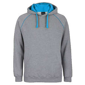 JBs Adult Contrast Fleecy Hoodie, Colour: 13% Marle/Aqua