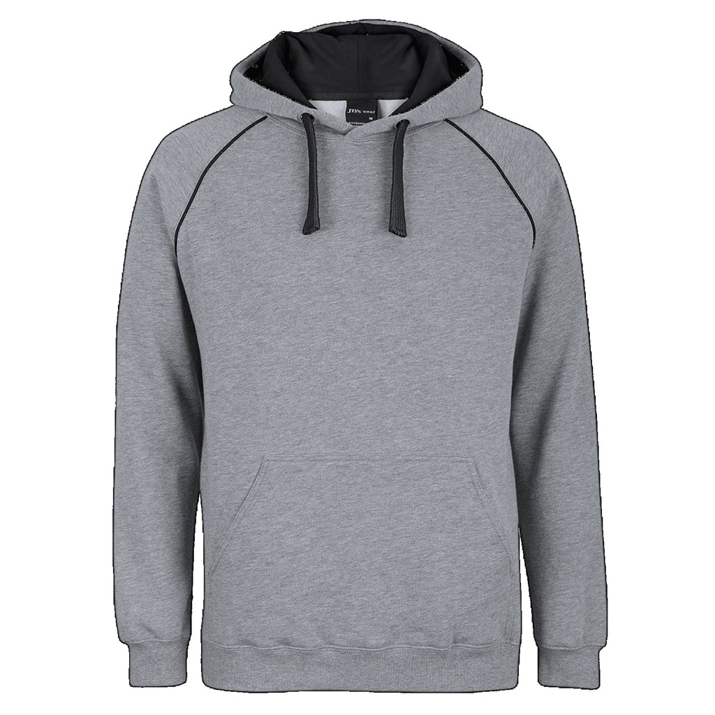 JBs Adult Contrast Fleecy Hoodie, Colour: 13% Marle/Black