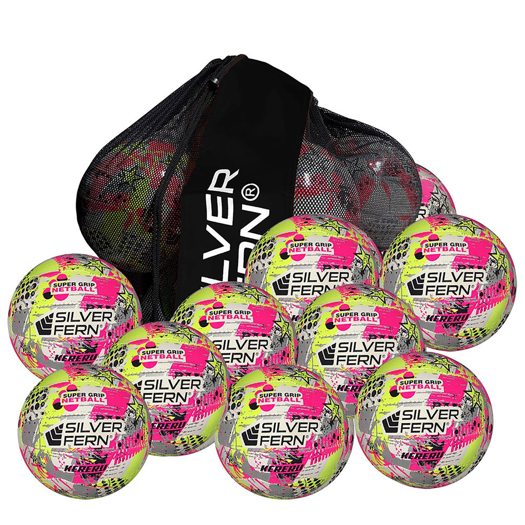 Kereru Netball - 10 Pack, Colour: White/Pink/Yellow/Silver, Size: 5
