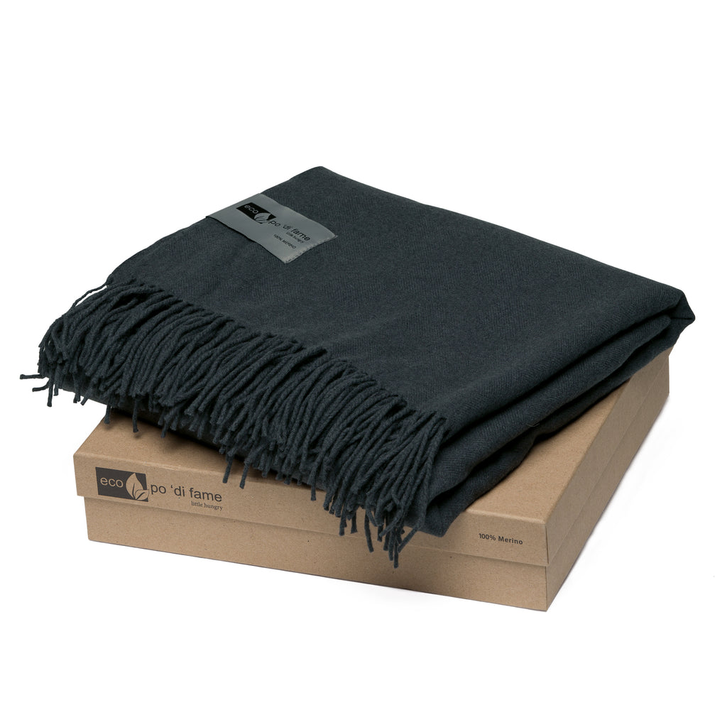 Mt Lodge Merino Blanket, Colour: Charcoal