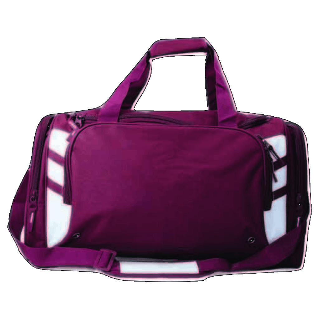 Tasman Sports Bag, Colour: Maroon/White