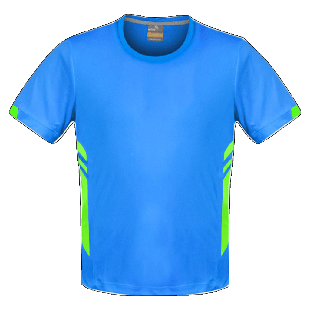 Mens Tasman Tee, Colour: Cyan/Neon Green
