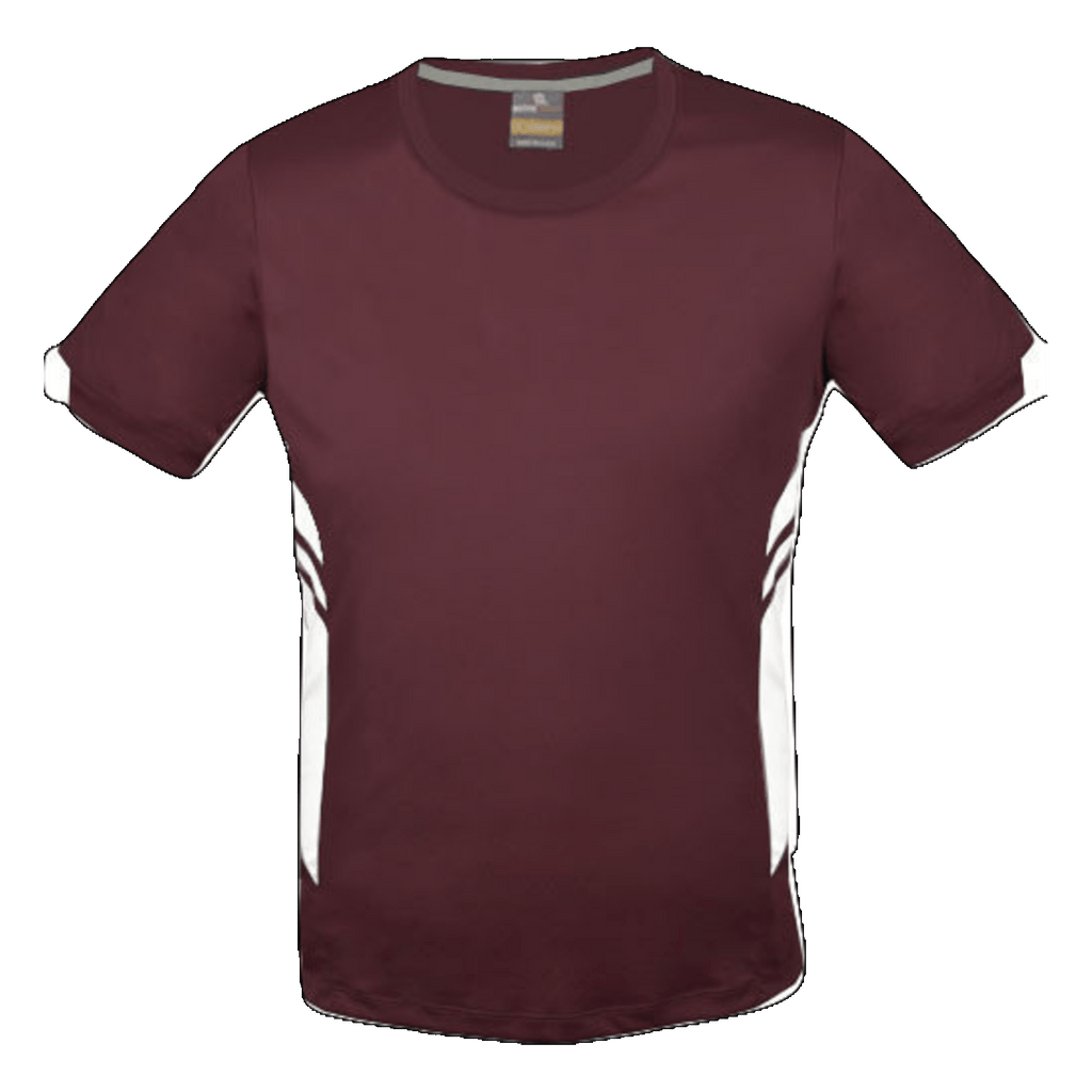 Mens Tasman Tee, Colour: Maroon/White