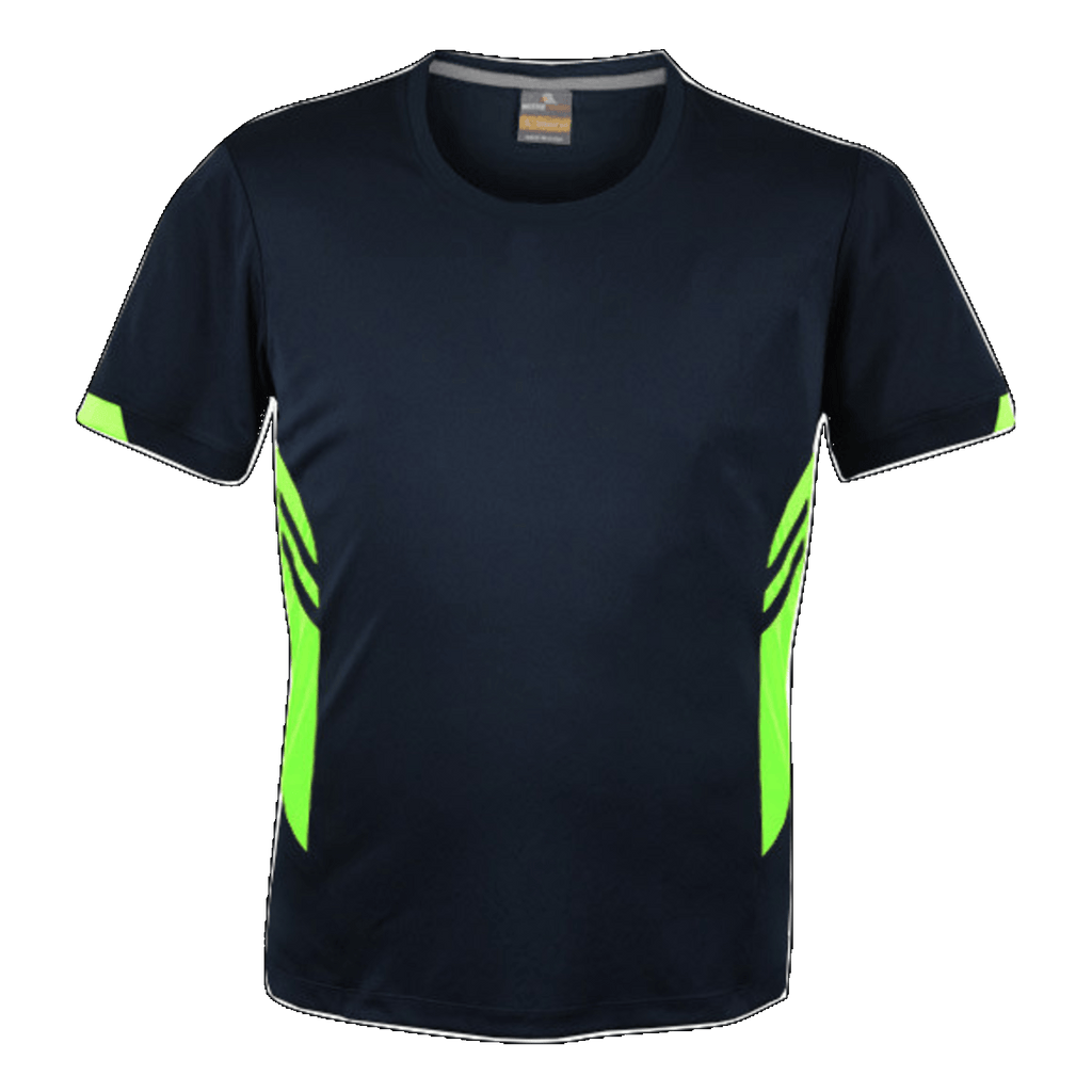 Mens Tasman Tee, Colour: Navy/Neon Green
