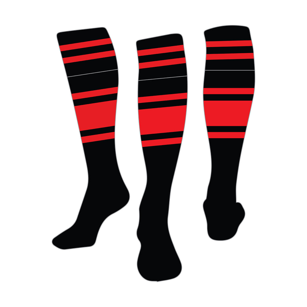 Black/Red Striped Rugby Socks - SPECIAL, Size: XL (adults 11-13)
