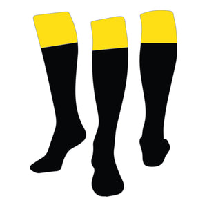 Yellow/Black Rugby Socks - CLEARANCE SPECIAL, Size: L (adults 7-11)