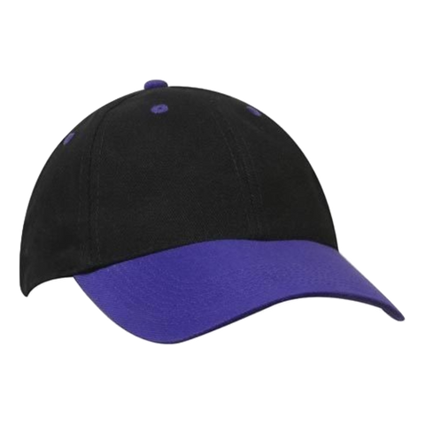 Image of Brushed Heavy Cotton Cap, Colour: Black/Purple