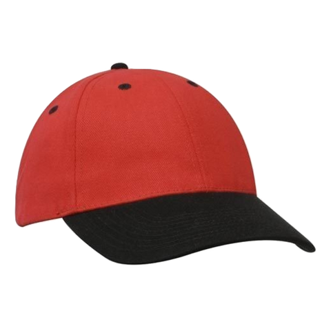 Image of Brushed Heavy Cotton Cap, Colour: Red/Black