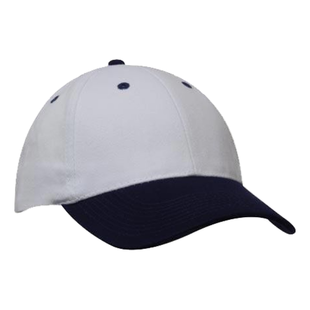 Brushed Heavy Cotton Cap, Colour: White/Navy