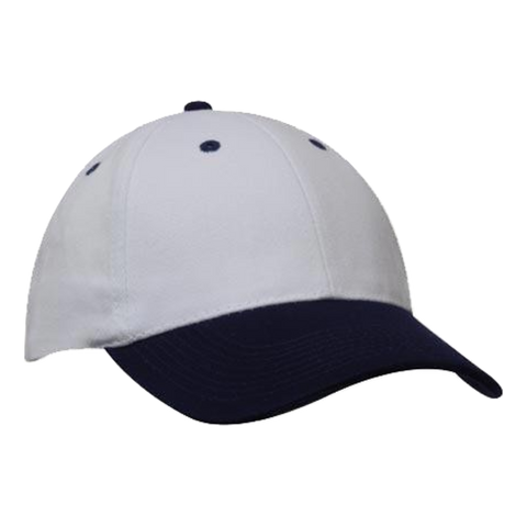Image of Brushed Heavy Cotton Cap, Colour: White/Navy