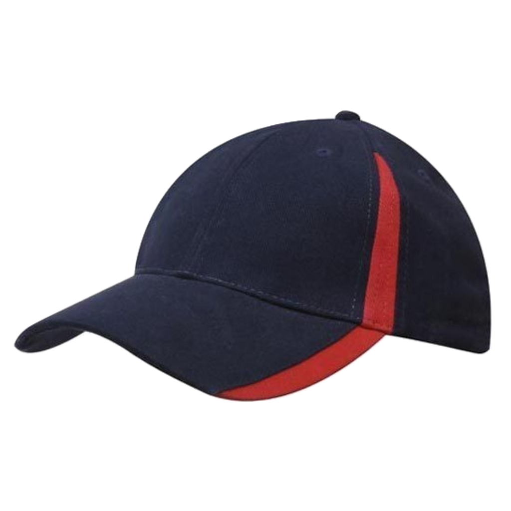 Brushed Heavy Cotton with Inserts on Peak and Crown, Colour: Navy/Red