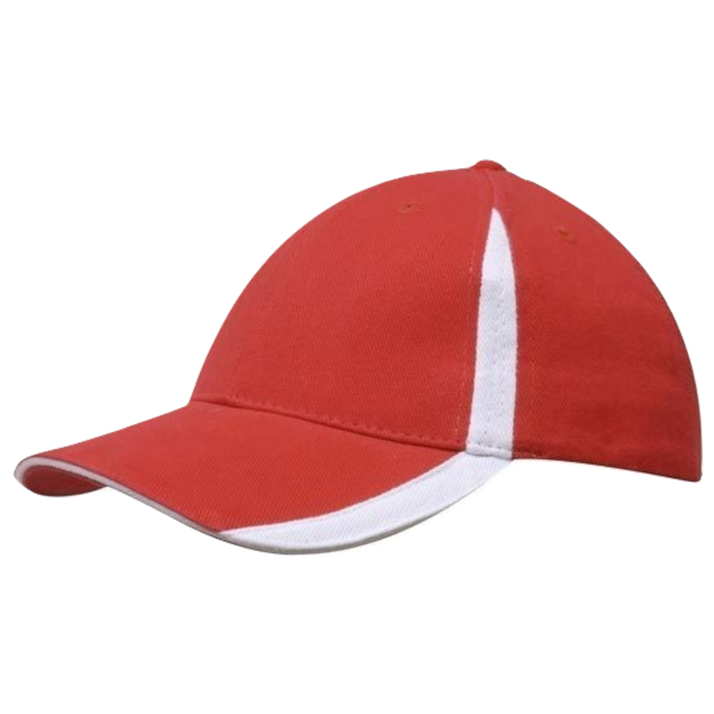 Brushed Heavy Cotton with Inserts on Peak and Crown, Colour: Red/White