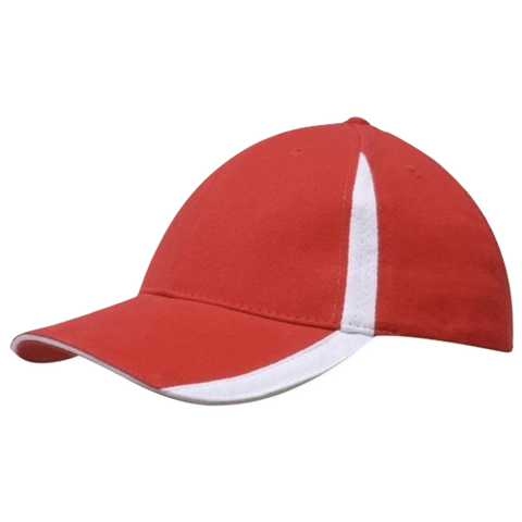 Image of Brushed Heavy Cotton with Inserts on Peak and Crown, Colour: Red/White