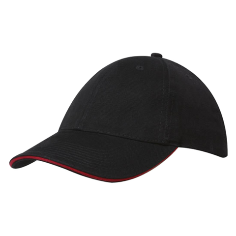 Image of Brushed Heavy Cotton with Sandwich Trim, Colour: Black/Red