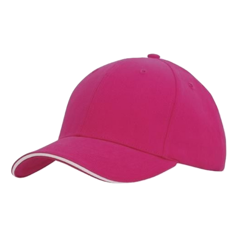 Image of Brushed Heavy Cotton with Sandwich Trim, Colour: Hot Pink/White