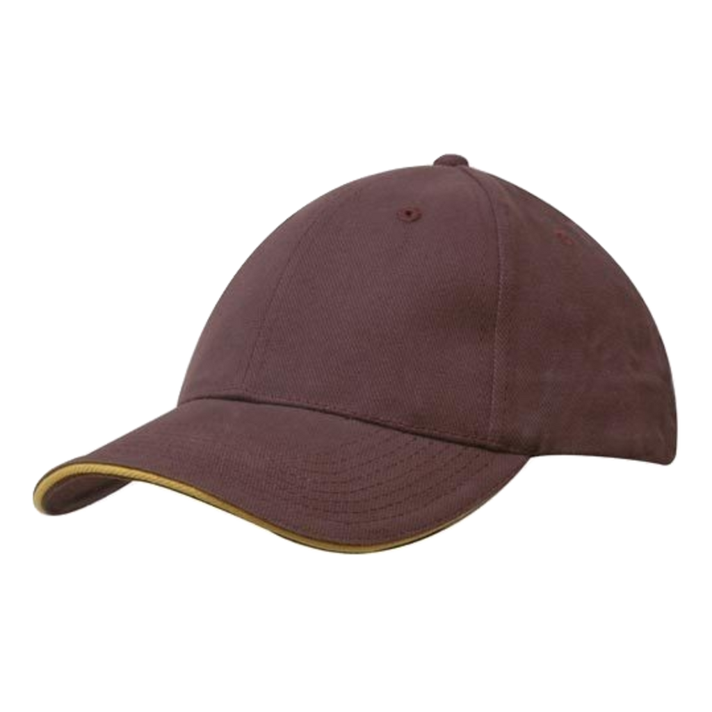 Brushed Heavy Cotton with Sandwich Trim, Colour: Maroon/Gold