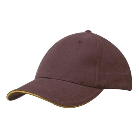 Image of Brushed Heavy Cotton with Sandwich Trim, Colour: Maroon/Gold