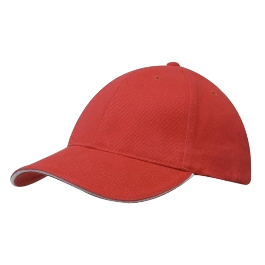 Brushed Heavy Cotton with Sandwich Trim, Colour: Red/White