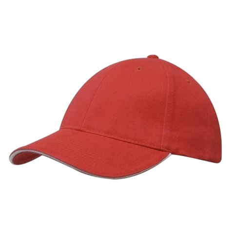 Image of Brushed Heavy Cotton with Sandwich Trim, Colour: Red/White