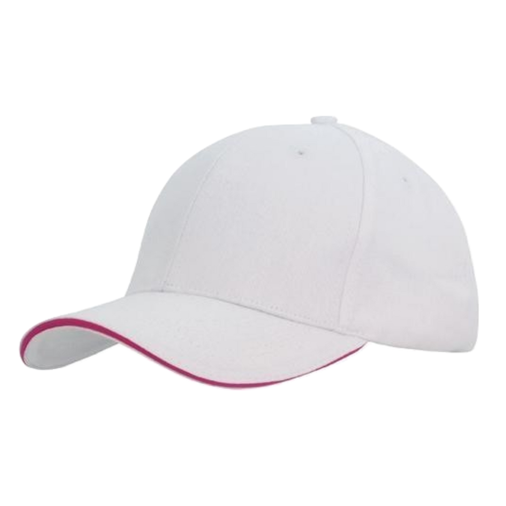 Brushed Heavy Cotton with Sandwich Trim, Colour: White/Hot Pink