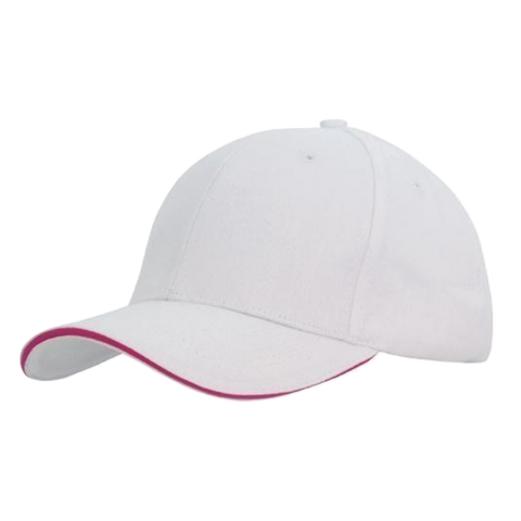 Image of Brushed Heavy Cotton with Sandwich Trim, Colour: White/Hot Pink