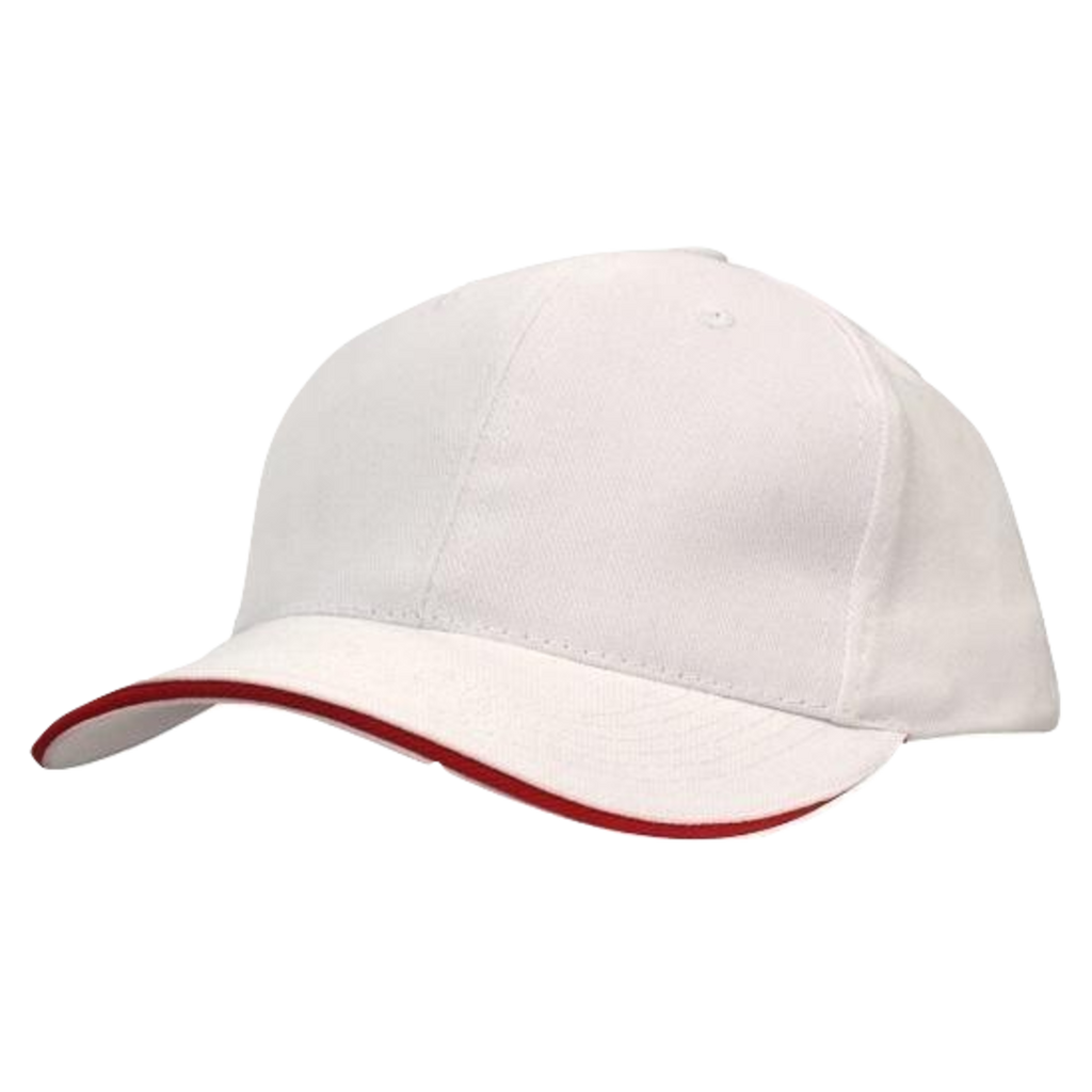 Brushed Heavy Cotton with Sandwich Trim, Colour: White/Red