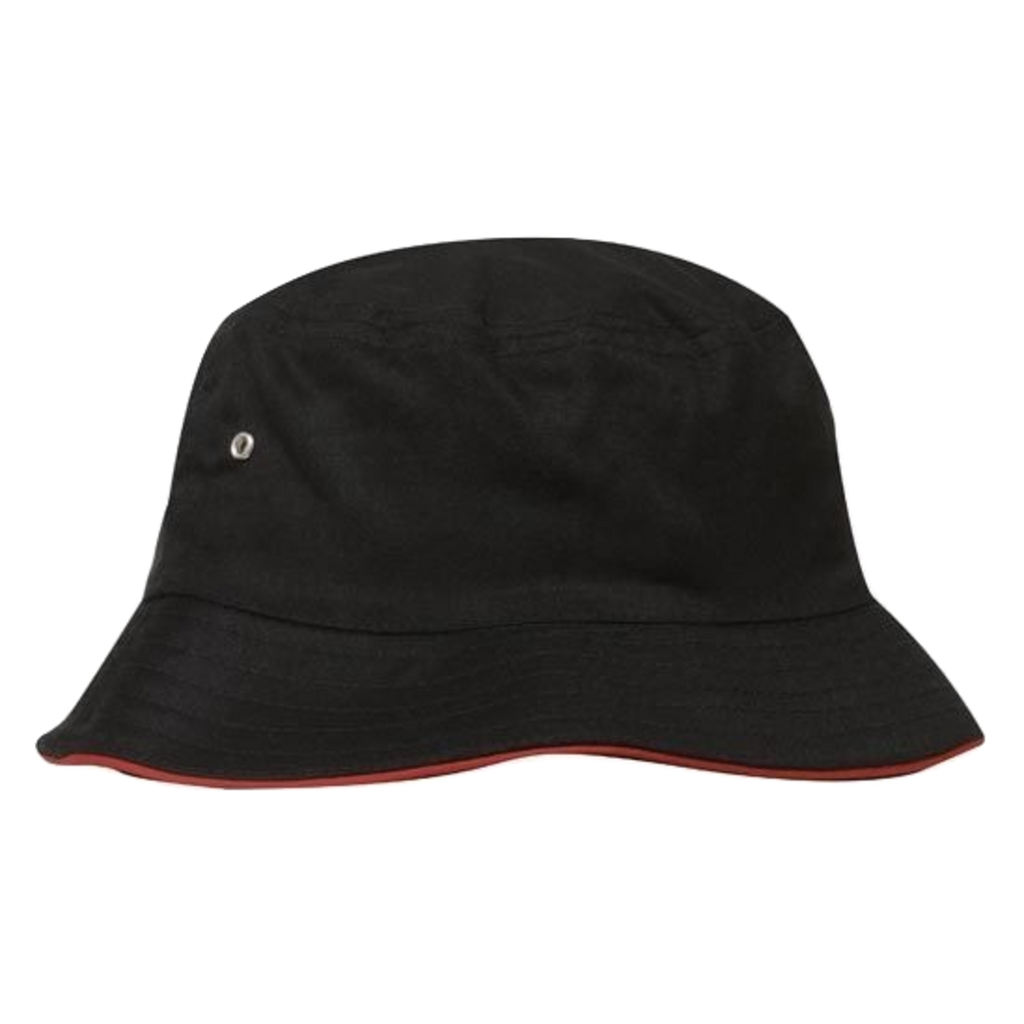 Brushed Sports Twill Bucket Hat, Size: L/XL, Colour: Black/Red