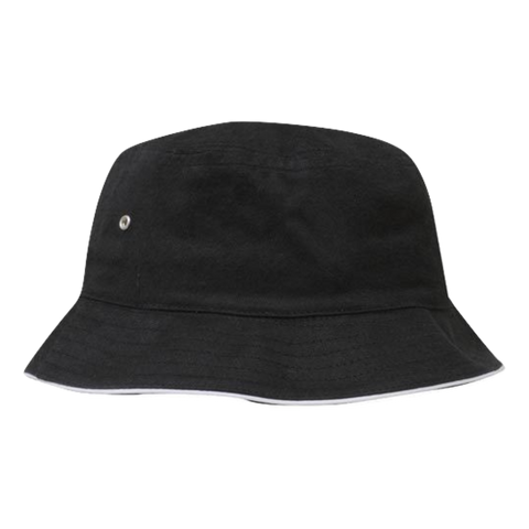 Image of Brushed Sports Twill Bucket Hat, Size: L/XL, Colour: Black/White
