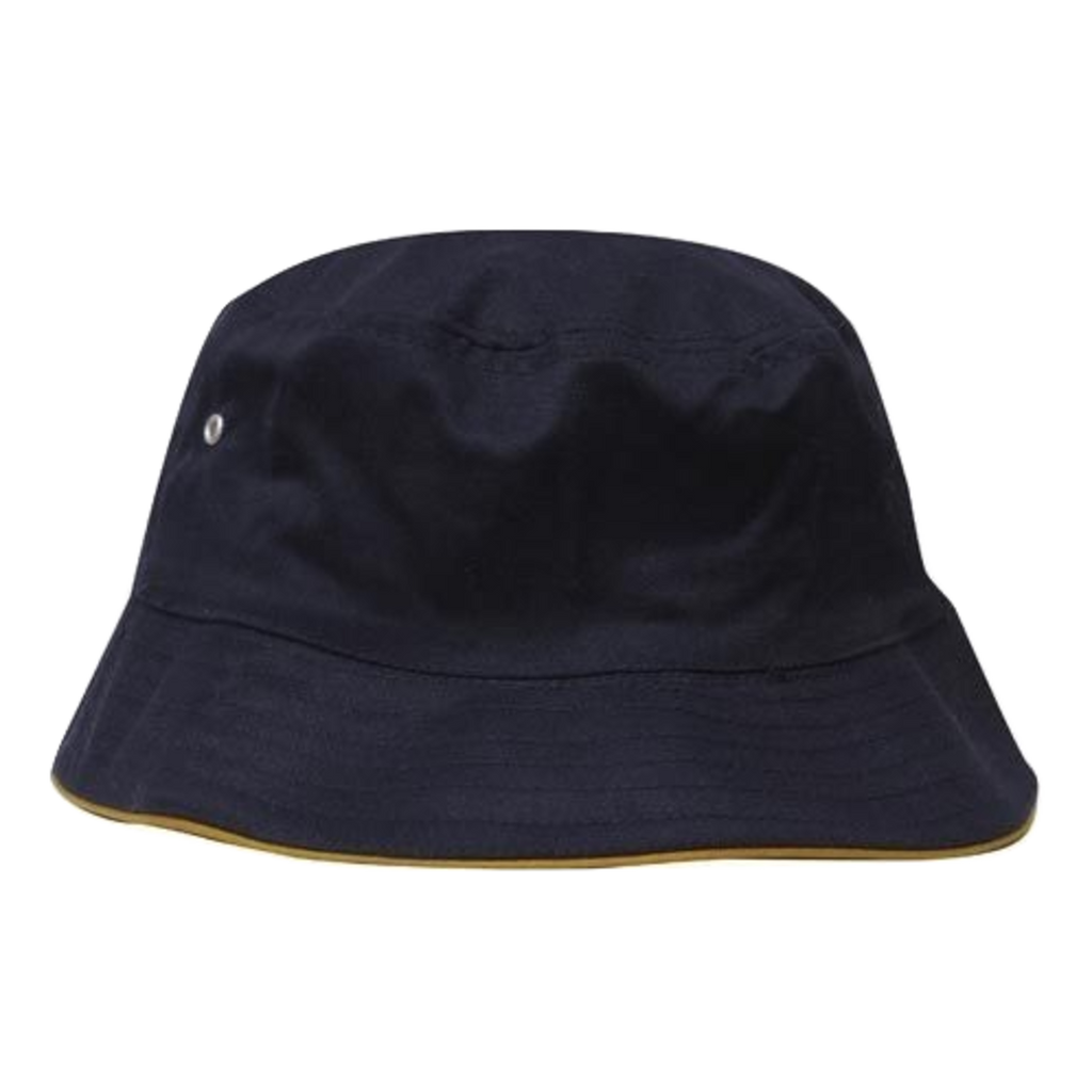 Brushed Sports Twill Bucket Hat, Size: L/XL, Colour: Navy/Gold