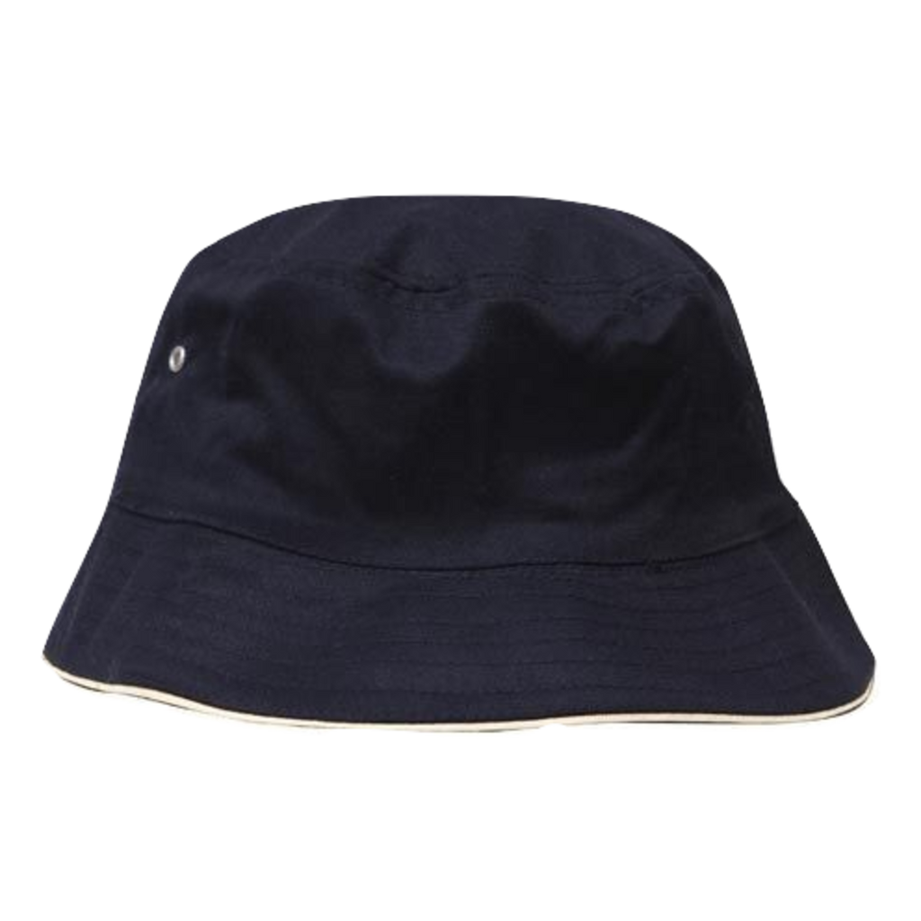 Brushed Sports Twill Bucket Hat, Size: L/XL, Colour: Navy/White