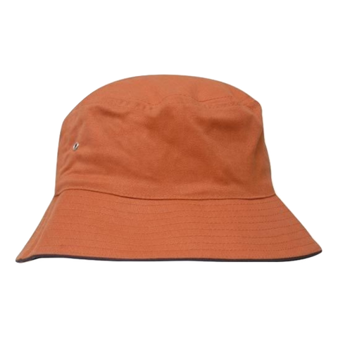 Image of Brushed Sports Twill Bucket Hat, Size: L/XL, Colour: Orange/Navy