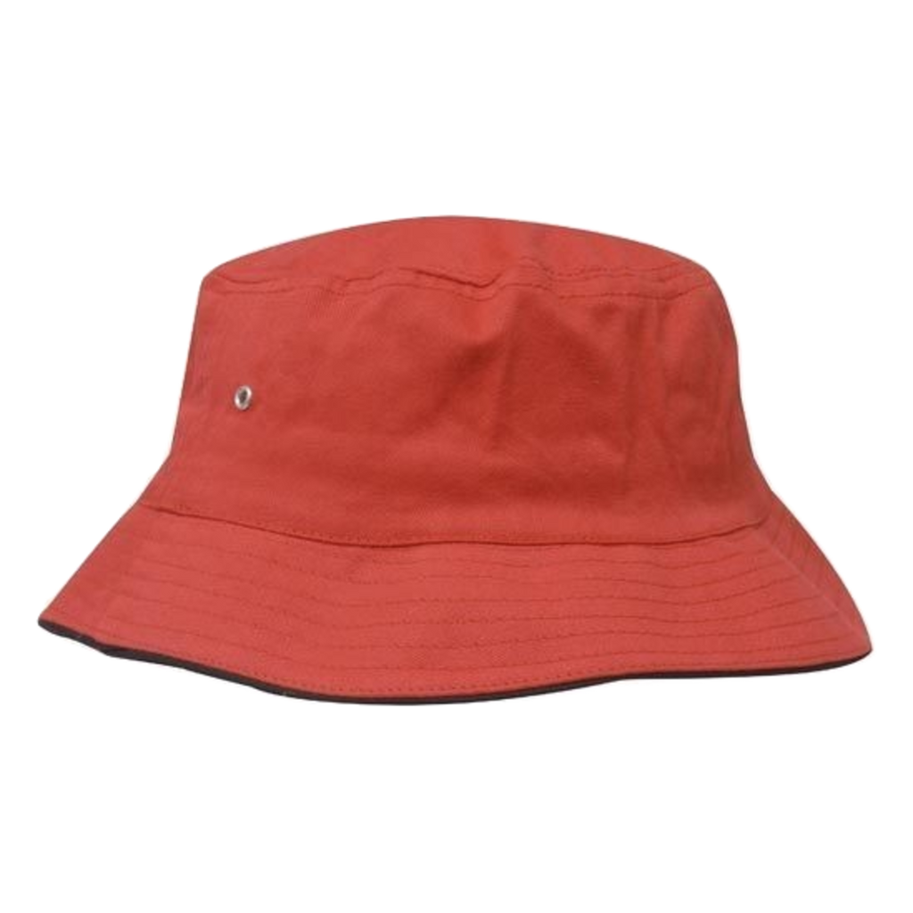 Brushed Sports Twill Bucket Hat, Size: L/XL, Colour: Red/Black
