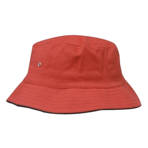 Image of Brushed Sports Twill Bucket Hat, Size: L/XL, Colour: Red/Black
