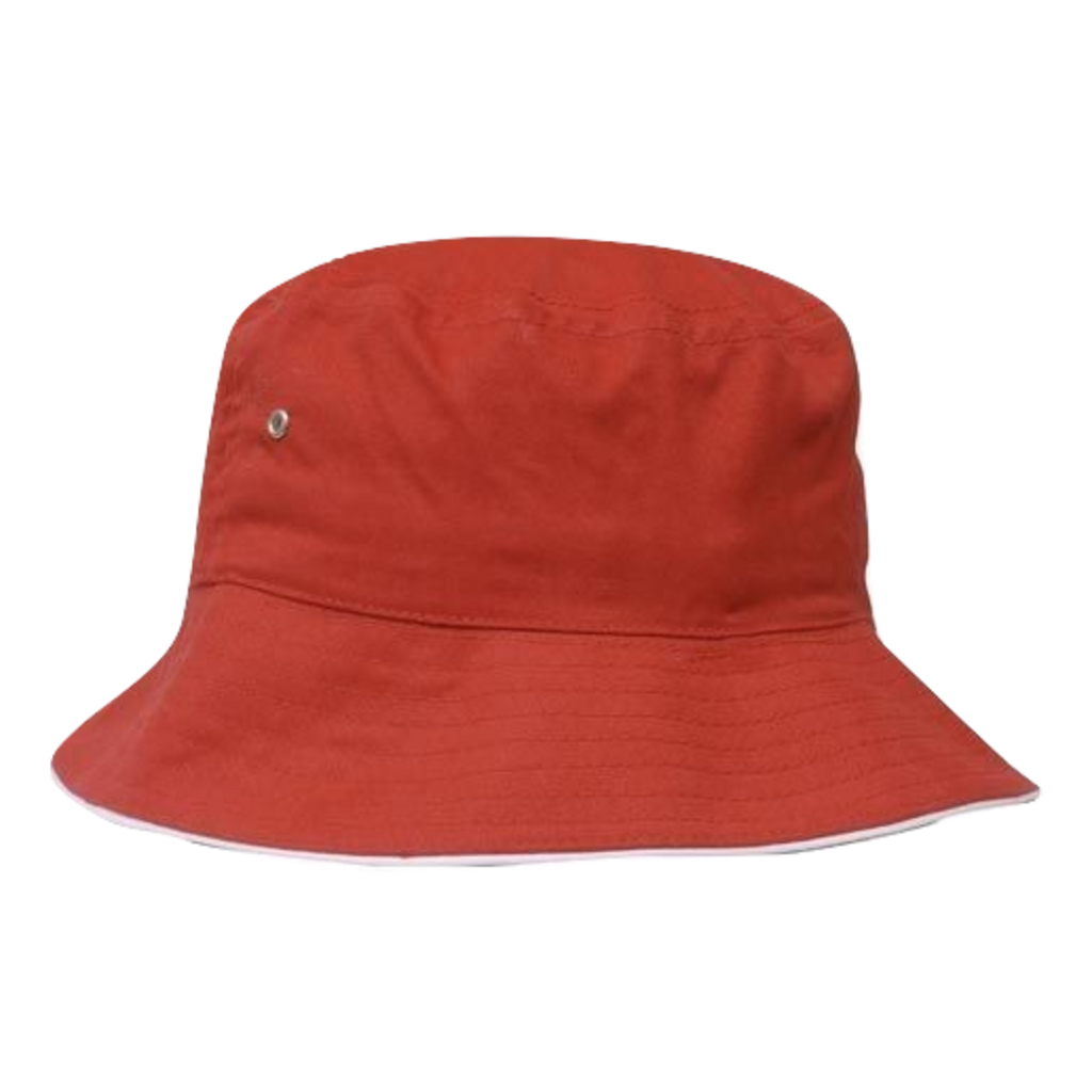 Brushed Sports Twill Bucket Hat, Size: L/XL, Colour: Red/White