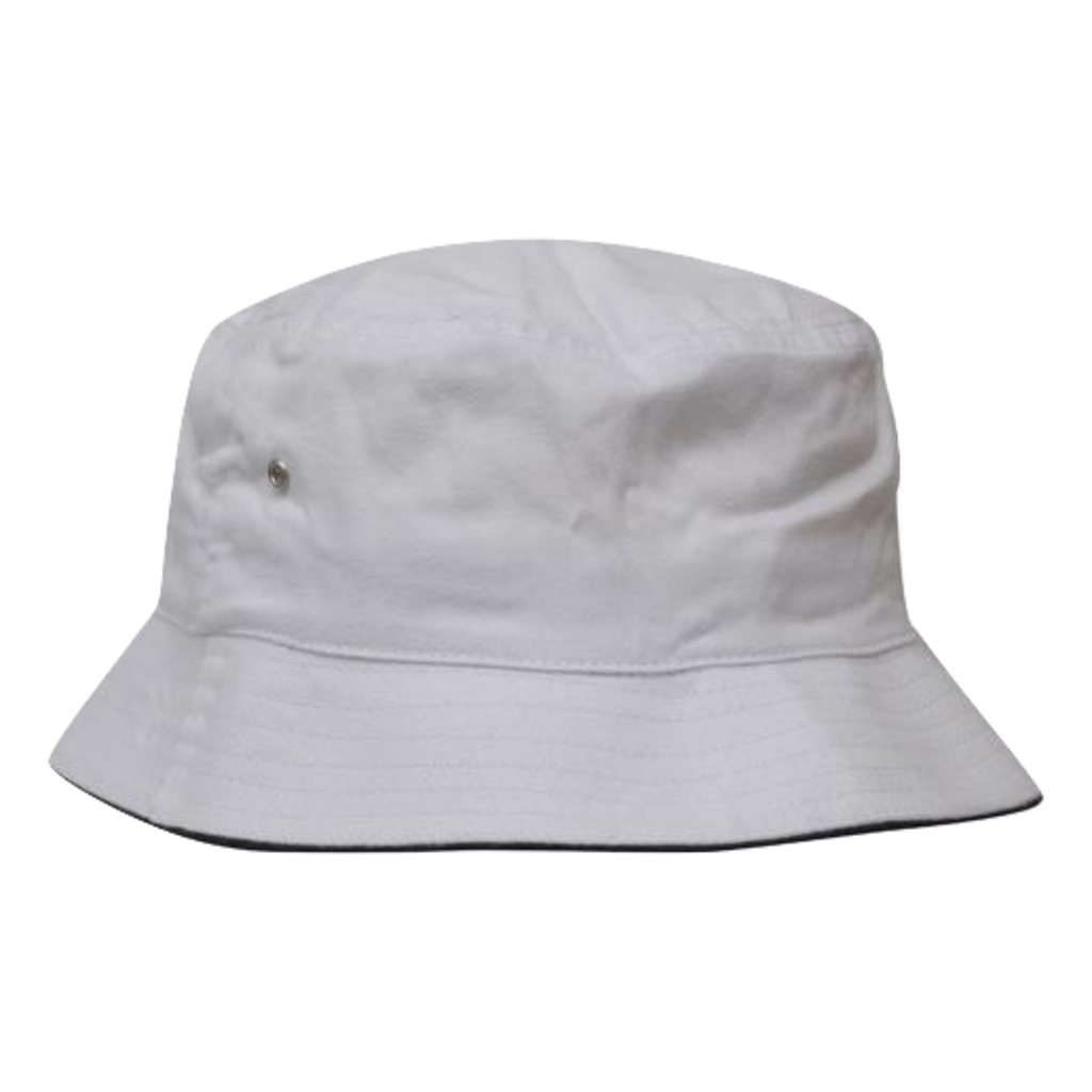Brushed Sports Twill Bucket Hat, Size: L/XL, Colour: White/Navy