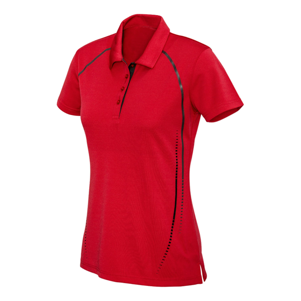 Womens Cyber Polo, Colour: Red/Silver