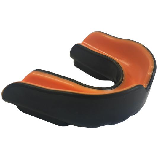 Double Layer Mouth Guard, Size: Senior (Age 12+), Colour: Black/Orange