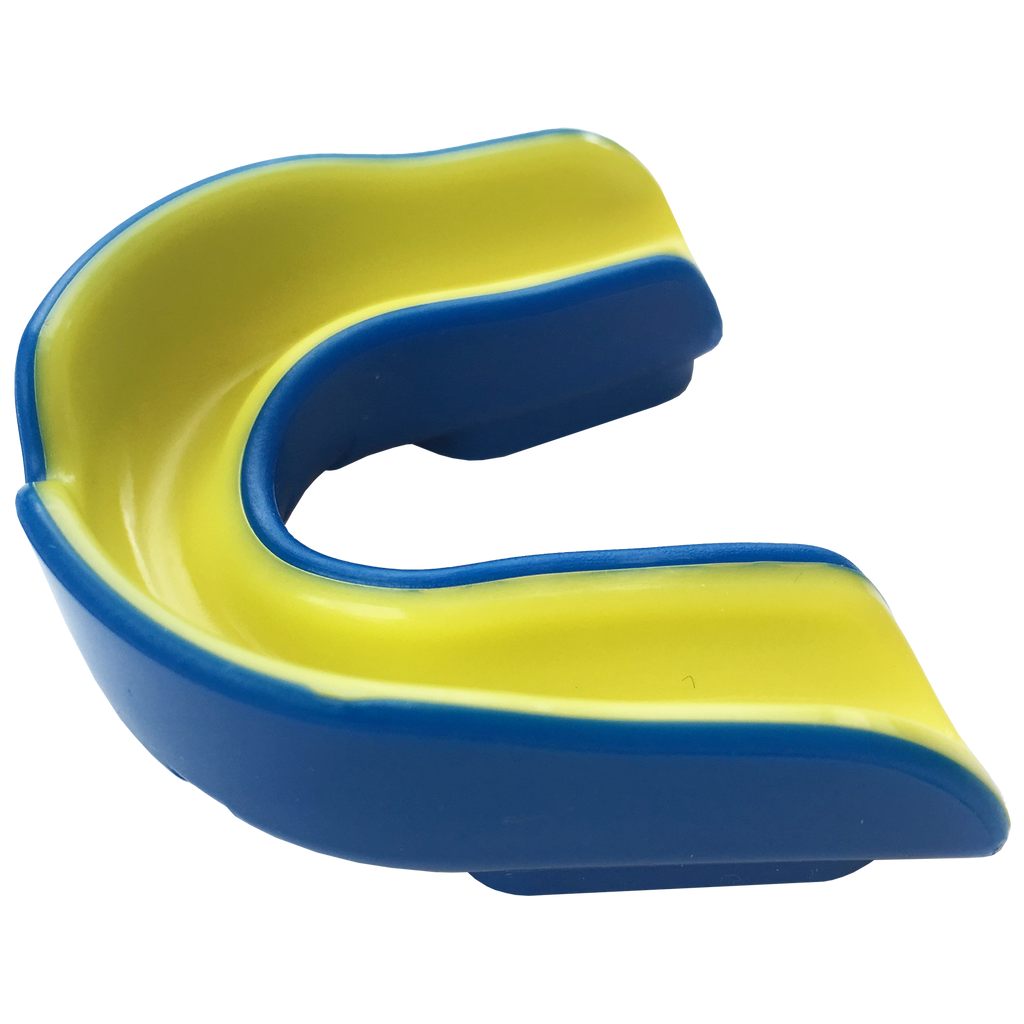 Double Layer Mouth Guard, Size: Senior (Age 12+), Colour: Blue/Yellow