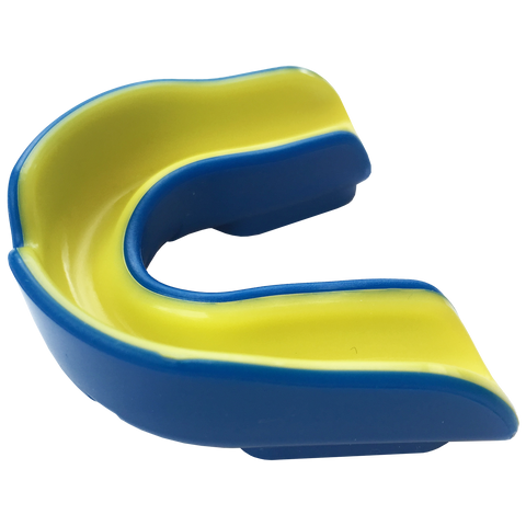 Image of Double Layer Mouth Guard, Size: Senior (Age 12+), Colour: Blue/Yellow
