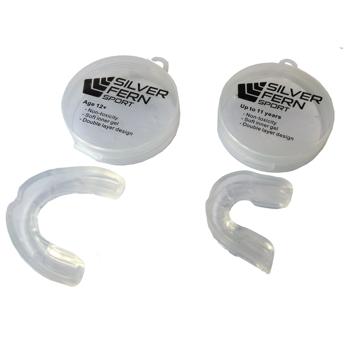 Double Layer Mouth Guard, Size: Senior (Age 12+), Colour: Clear