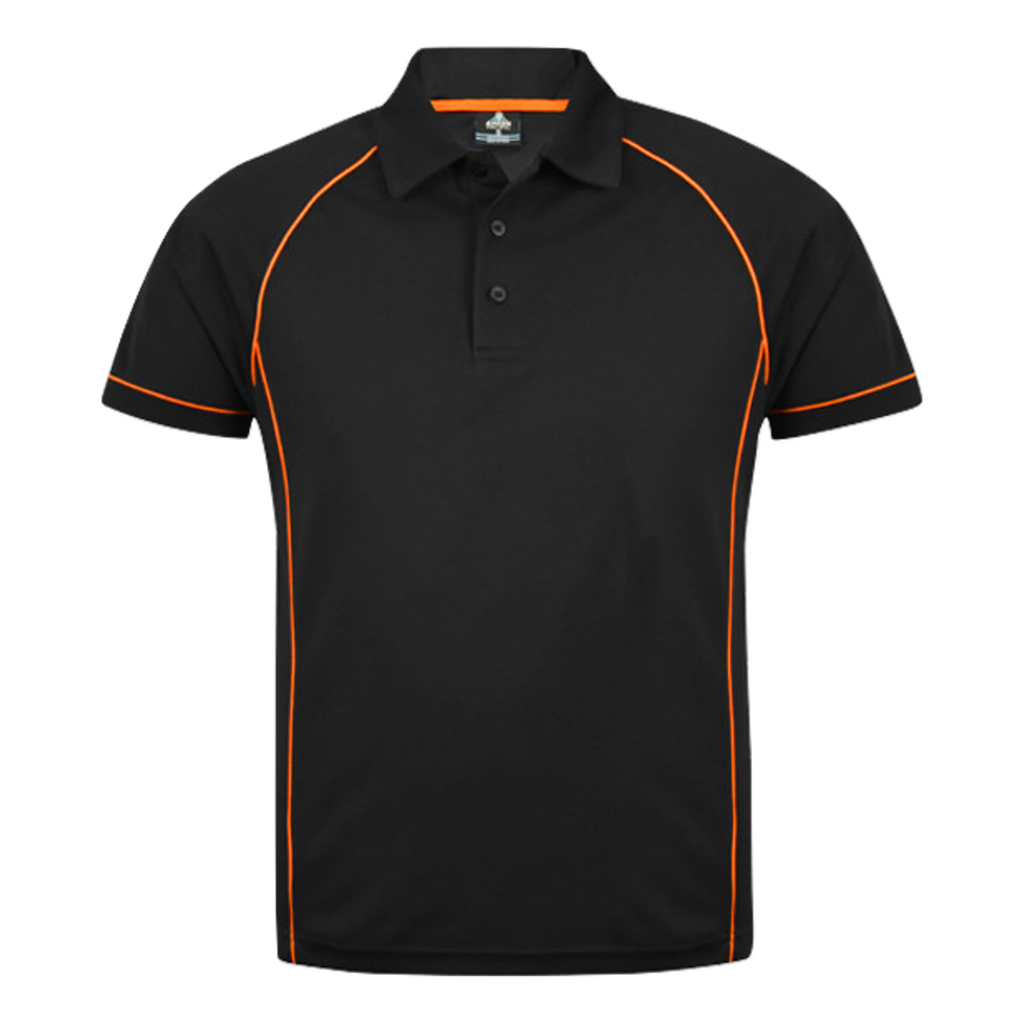 Mens Endeavour Polo, Colour: Black/Fluro Orange